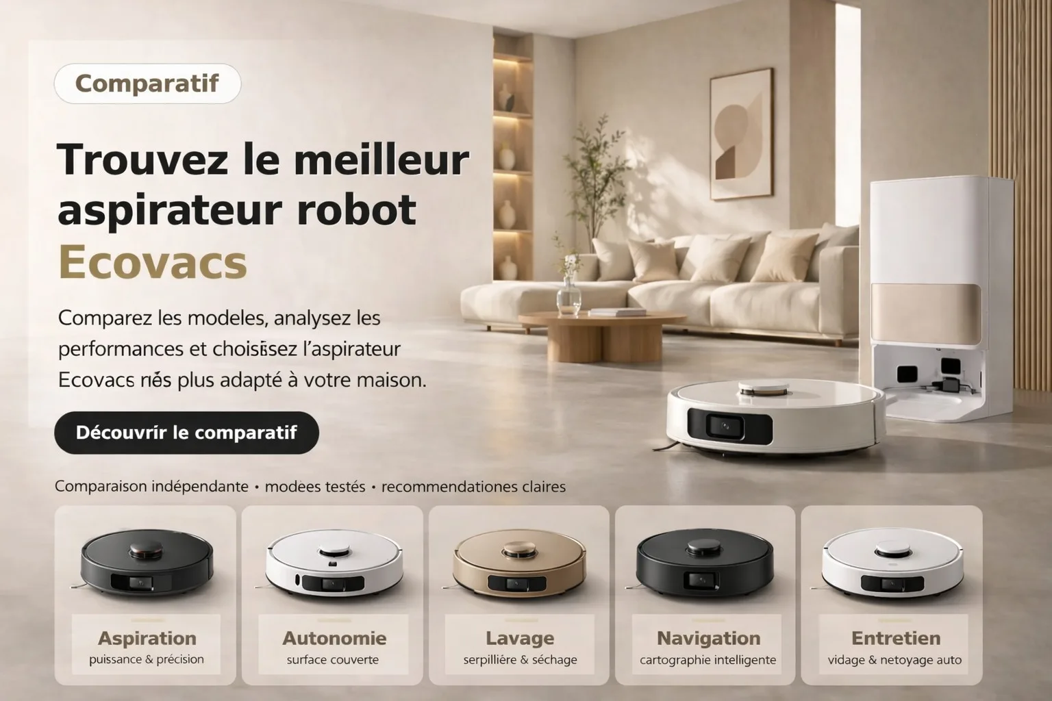 Comparatif des robots aspirateurs Ecovacs Deebot : trouvez le meilleur modèle pour votre maison
